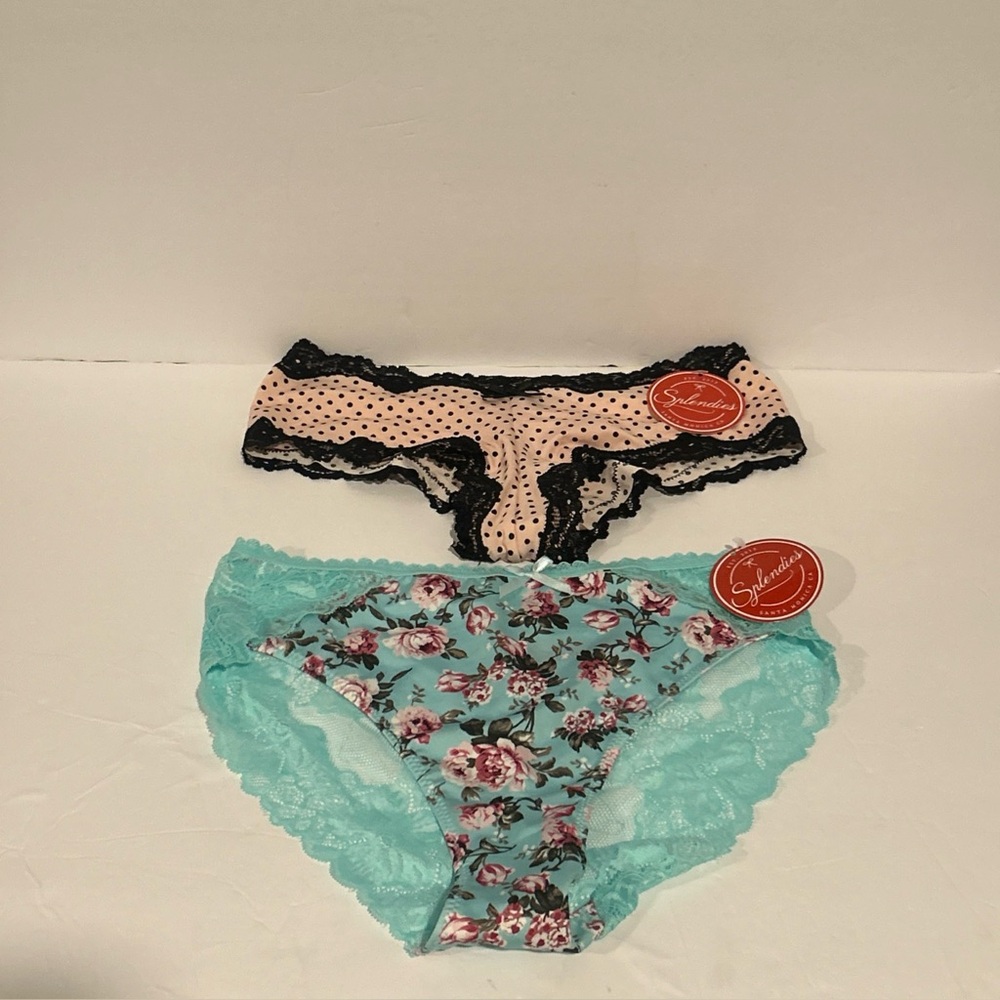 Lot Of 2 Pairs Splendies NWT Medium Underwear/Panties: Floral & Polka Dots!